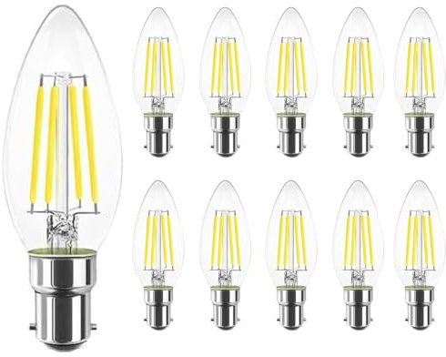 WULUN B15 c35 4w Edison LED ampoules, B15 baïonnette tête, équivalent 40 Watts, 6500k coolwhite, AC 220-240V, 400 lumens, protection oculaire, pack de 10, non dimmable, lustre.
