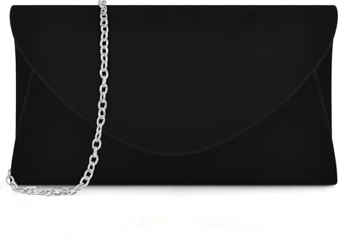 PACETAP Clutch Purses for Women, Elegant Suede Black Evening Bag for Women Formal, Evening Clutch Purses Handbags Casual Crossbody Bag for Wedding Party Cocktail Prom Dinner