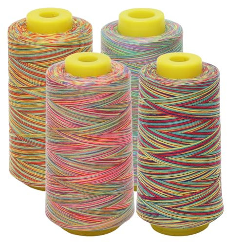 Umllpet NäHgarn Overlockgarn, 100% Polyester Irisierend NäHgarn Set für NäHgarn Faden Garn NäHmaschine 4 Bunt Zwirn ReißFest NäHmaschinengarn Thread NäHfaden Overlock Garn für Nähmaschine(2700M/Bände)