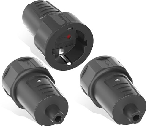 3 Pièces Prise Electrique Femelle, Fiche Electrique 250 V/16 A, Raccord Electrique Prises de Contact de Protection, Adaptateur Prise Conviennent pour Une Utilisation Intérieur et Extérieur, Noir