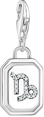 THOMAS SABO Charm-Anhänger Sternzeichen Steinbock mit Steinen Silber 925 Sterlingsilber, Geschwärzt