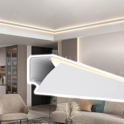Led Profil Kanaler Krongjutna Led-ljusskydd, Tak Vägg Led List Kanal, 1,2m 1,5m 1,8m 9m Indirekt Belysning Aluminiumprofil, Hem Led Baseboard Trim(3ft(0.9m))