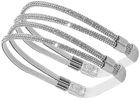 Healeved Cinghie Elastiche per Tacchi Alti Staccabili in Pelle Sintetica e Decorazioni Brillanti, Design Regolabile per Fissaggio Sicuro e Comfort, per Scarpe Eleganti Argento