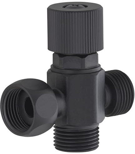 Robinet noir mat 3 voies mâle - mâle - femelle ecrou tournant 12x17 (3/8) - Pour raccordement douchette hygiène sur WC ou robinetteries pour lavabo double vasque NOYON & THIEBAULT