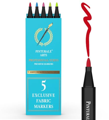 Pinturale Arts 5 Textilstifte Waschmaschinenfest | Textilmarker | Stoffstifte Für Stoff, Textilien, Kleidung, Schuhe