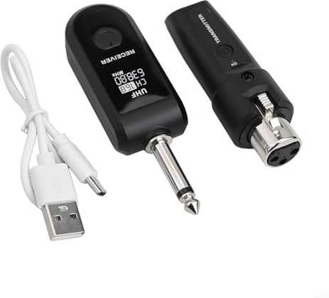 Trasmettitori wireless per chitarra, set di ricevitori per chitarra, adattatore UHF XLR per chitarra, ricevitori, set microfono per mixer audio per microfono (1 vassoio 1)