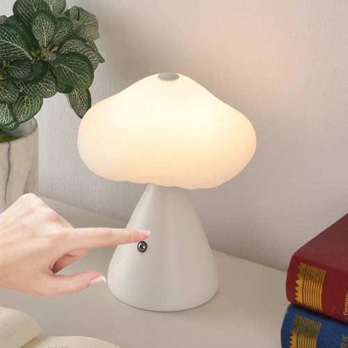 AoLa Lampada a LED a Fungo Lampada da Tavolo Ricaricabile Senza Fili con dimmerabilità a sfioramento Lampada da Tavolo a Fungo Ricaricabile Moderna con Paralume Acrilico Bianco Lampada da Comodino