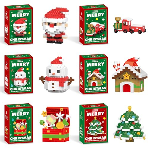PICKONA Set di blocchi da costruzione natalizi 6 pezzi mini figure kit da assemblare fai da te decorazioni natalizie creative regalo per bambini e adulti