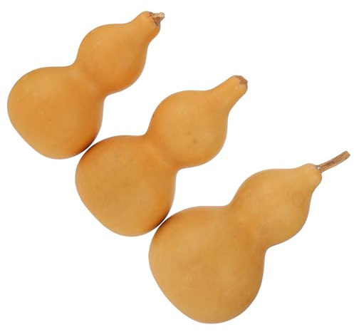 MINAOLULUS 3 Pezzi Zucche Ornamentali Naturali da Scrivania, Decorazione Casa Feng Shui, Zucche Artigianali Leggere Stabili per Ufficio, Soggiorno e Tavolino