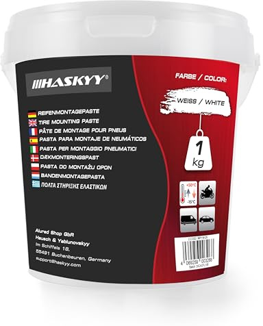 HASKYY Pasta de Montaje Neumáticos 1 kg Blanca - Lubricante para Montaje y Desmontaje de Neumáticos - Pasta para Llantas