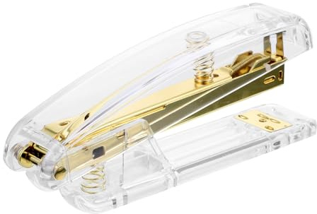 GRADENEVE Acrylic Desktop Stapler Gold Portable Hand Stapler Office Stapling Tool for Students and Financial Documents