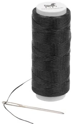 Animalon Einflechtgarn Pferd schwarz | Extra robustes und strapazierfähiges Einnähgarn zum Einnähen der Mähne | Gewachstes Einflechtgarn für idealen Halt der Zöpfe mit gratis Einnähnadel