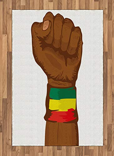 ABAKUHAUS Rasta Teppich, Äthiopische Flaggen-Farben, Deko-Teppich Digitaldruck, Färben mit langfristigen Halt, 120 x 180 cm, Gelb Braun