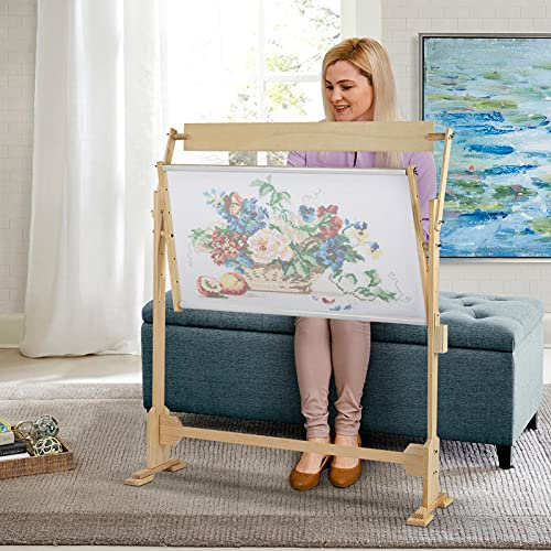 Ejoyous Frame for Embroidery, Durability Cross Stitch Frame Large Size with 5 Height Adjustment Holes for Cross Stitch Needlepoint Crewel for Embroidery