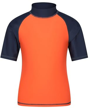 Mountain Warehouse Short Sleeves Kids Rash Vest - UPF50+ Sun Protection Rash Guard, Fast Dry, Flat Seams Childrens Top - for Spring Summer, Swimming Burnt Orange (Plain) Kids Size 11-12 Years