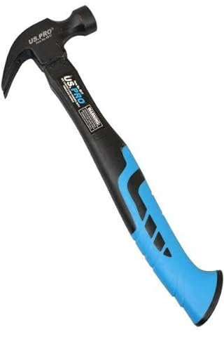US PRO Tools 8oz Curved Claw Hammer with Fibreglass Handle 4517