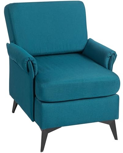HOMCOM Poltrona d'arredo in Tessuto Effetto Lino Traspirante, Poltroncina con Braccioli Arrotolati, 70x73x83 cm, Verde