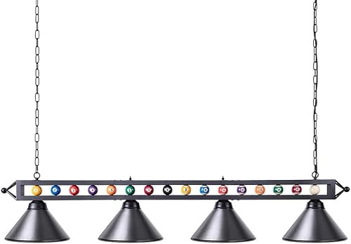 Wellmet 70 Inch Pool Table Light, 4-Light Billiards Light with Black Metal Shades, 8ft-11ft, Game Room, Black