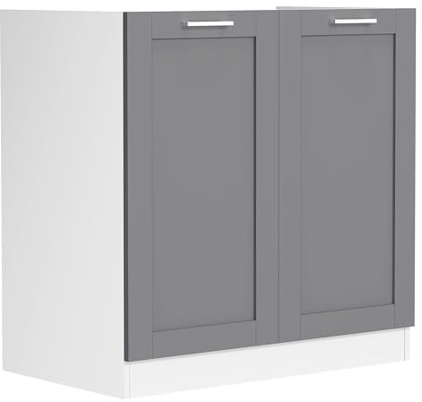 VCM Spülunterschrank | Maße ca. H. 82 x B. 80 x. T. 46 cm | Unterschrank mit Zwei Drehtüren im Landhaus Stil | Küchenmöbel – Colura