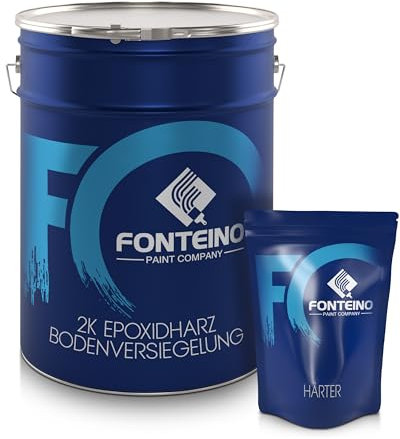Fonteino 2K Epoxidharz Bodenversiegelung mit UV-Schutz Fußbodenversiegelung Bodenbeschichtung klar/farblos 3 KG