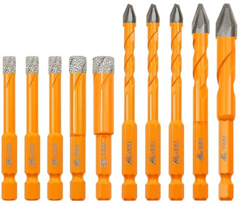 Forets Mèches Diamant Carrelage (6/6/6/8/10mm) x2 - EXFEIN Foret Céramique pour Porcelaine,Céramique, Granit,Carrelage (10 Pièces)