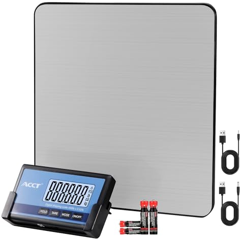 ACCT Bilancia da lettera, 440 lb/0,35 oz ad alta precisione, bilancia postale, display LCD senza fili, funzione Hold/Tara, bilancia leggera per pacchetti/bagagli/animali, batteria inclusa