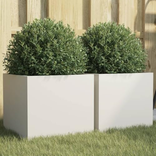 Xichuzi Jardineras 2 Unidades Acero Laminado en frío Blanco 32x30x29 cm, Huerto Urbano Terraza, Jardineras Exterior, Jardineria Maceteros, Mesa De Cultivo, Huerto En Casa - 841538