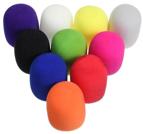 Oruola 10Pcs Microphone Cover Foam,Mic Cover for Microphones,Thick Colorful Wireless Microphone Covers,Reusable Mic Covers for Most Handheld Microphones for Karaoke DJ (10 Colors)
