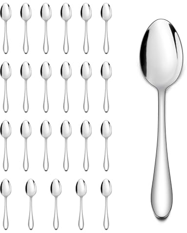 Herogo teskedar set 24 stycken, 5,3 tum rostfritt stål kaffeskedar set, spegel polerade bestick sked espressosked set för kök, espressosked latte sked set för kaffe, desserter, diskmaskinssäker