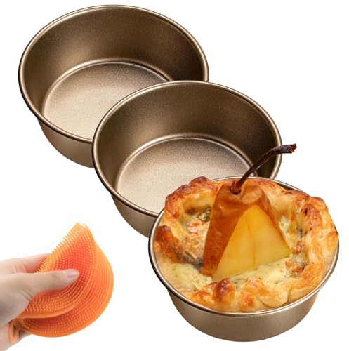 Sartén para freidora de aire de 4 pulgadas, mini latas para tartas, moldes para magdalenas gigantes, 3 piezas antiadherentes, juego de hornear hamburguesas y huevos, moldes individuales para freidoras