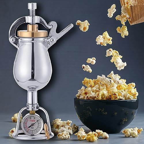 CHENLIU Máquina para Hacer Palomitas de maíz de Acero Inoxidable, Manual, Estilo Vintage, Navidad, Halloween o Fiestas (260 ml)