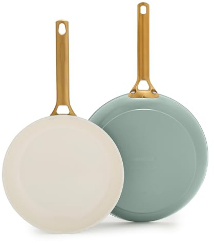 GreenPan Nonstick Reserve Pro 10” & 12” Frying Pan Set, NSF Certified Ceramic, Hard Anodized PFAS-Free Skillets, Stainless Steel Handles, Oven & Dishwasher Safe, Moss Green