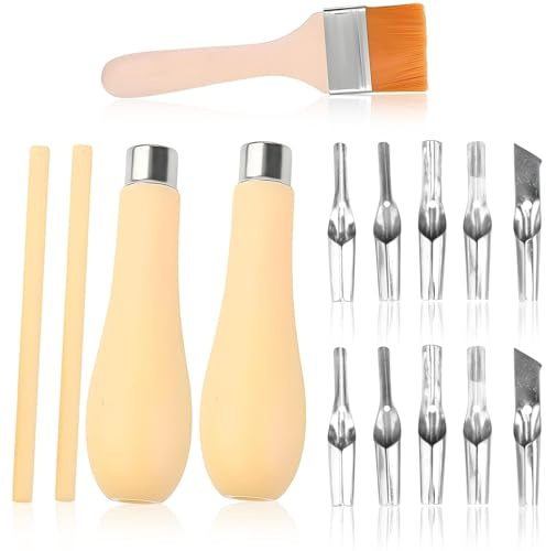15Pcs Lino Cutting Tools Set, Lino Cutting Kit with Cleaning Brush Durable Carving Tools, Printing Cutter Tool Kit Suitable for Wood, Printmaking Sculpture and Handicraft Production