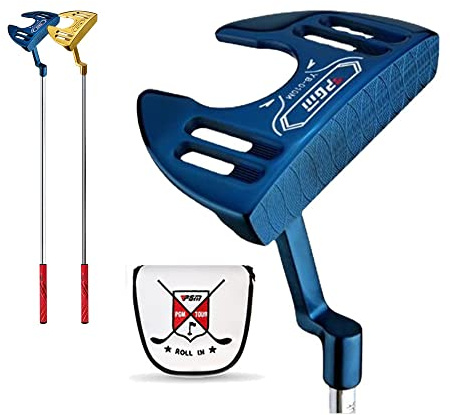 Putters de golf para hombres y mujeres diestros, palo de golf de 3 grados con cubierta para la cabeza, swing deportes (putter azul con cubierta para la cabeza)