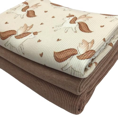 Pacchetto di tessuto Jersey Ribstrick Jersey | jersey a coste | costine sottili | molti disegni | Ökotex (Flying Unicorn)