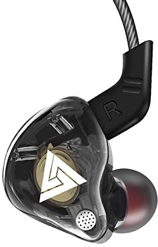 SylvaLexis QKZ AK6 - Auricolari sportivi con microfono, cuffie intrauricolari da 3,5 mm, nero, cavo in TPE, suono HiFi