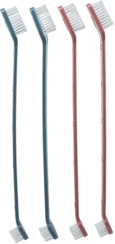 TRIXIE Zahnbürsten-Set für Hunde und Katzen - 4 Stück - 23 cm - rot und blau - gezielte Reinigung aller Zähne - 2558