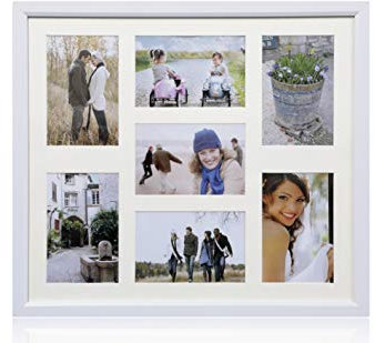 ARPAN MDF Multi Aperture Photo Collage Frame for 7 Photos 3 x 6\x 4 nd 4 x 4X 6Photos (White)