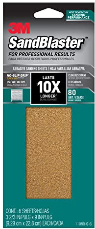 Sandblaster Sandpaper, 3-2/3-In. x 9-In., 80 Grit, 6-Pk -11080-G-6