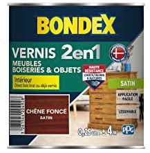 BONDEX - Vernis - Protège et Embellit le Bois - Satin - 0,25l - Chêne foncé