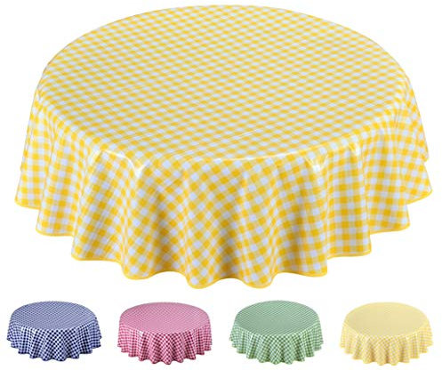 Wachstuch Tischdecke Abwaschbar Rund 140cm Gelb