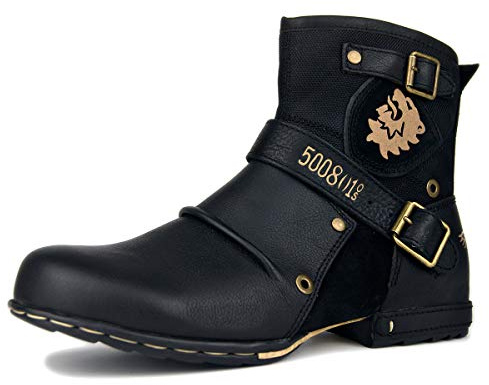 COWSDELLA Herr Stövlar Motorcykel Chukka Mode Känga Läder Vandring Combat Boots för Män Dragkedja