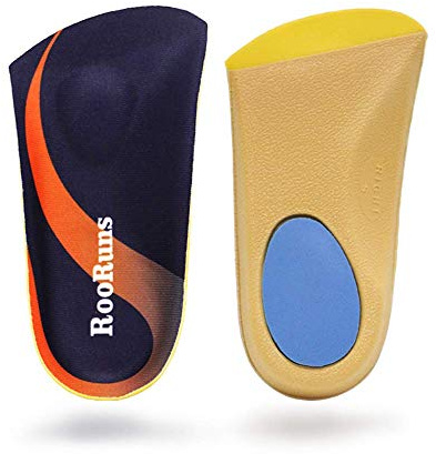RooRuns Plantare Ortopedico di lunghezza 3/4, Gel supporto ad arco Solette indicate per fascite plantare, piedi piatti e iperpronazione Con Cuscinetti Metatarsali Inserti per scarpe uomini e donne, S
