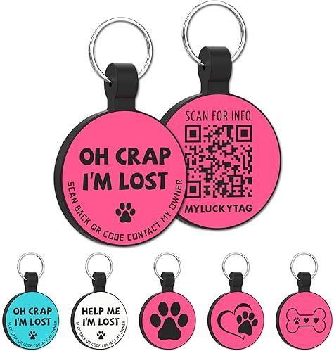 MYLUCKYTAG Rostfritt stål QR-kod husdjur ID-taggar hundbrickor - husdjur onlineprofil - Skanna QR-mottagning omedelbar husdjursplats varning e-post