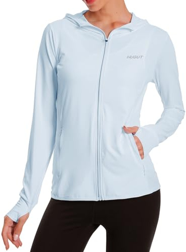 Hugut Women's UPF 50+ Sun Protection UV Jacket - Zip Up Hoodie Long Sleeve Hiking Fishing SPF Performance Shirt