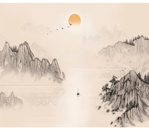 murando Fototapete Premium-Vlies Landschaft Japan 100x70cm Foto Tapete Schlafzimmer Wohnzimmer Vliestapete XXL Wandtapete Motivtapeten Bildtapete 3d Effekt Wand Dekoration Gebirge Vogel Asien Natur