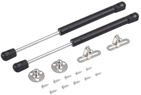 Bohaner Gasdruckfeder 200N, Universal Gasdruckdämpfer Möbel Dämpfer Gasfeder Gasdruckfeder für Küchenschranktüren, Schranktüren (Schwarz 2Stk 200N)
