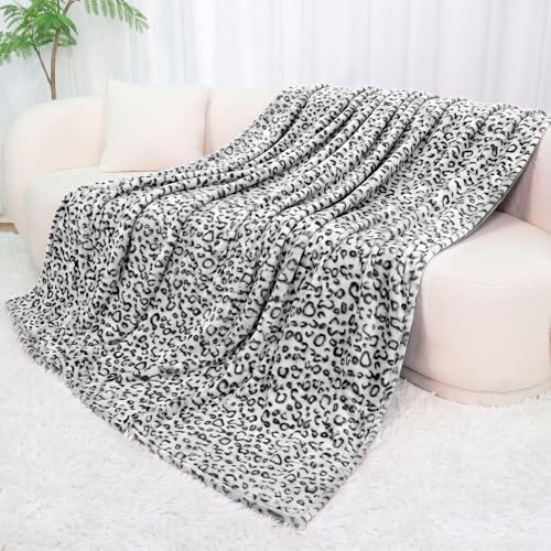 Coperta nera per letto matrimoniale, leggera con stampa ghepardo, coperta morbida e pelosa, per camera da letto, dormitorio, decorazione per tutte le stagioni, 152,4 x 203,2 cm