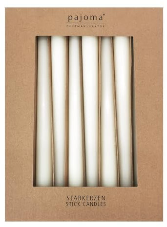pajoma® Stabkerzen Cream 10 Stück - Höhe 25 cm ø 2,2 cm | Brenndauer 7 Stunden, Premium Qualität - einfarbige Spitzenkerzen