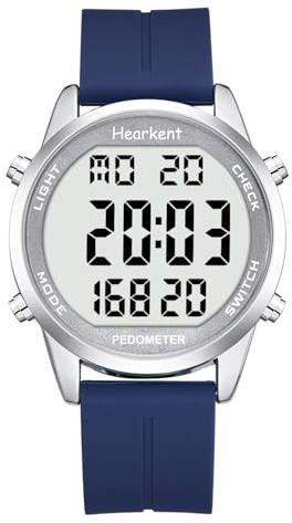 Hearkent Podometro Reloj para Caminar para Senior Sin Bluetooth No Requiere App con Contador de Pasos Calorias y Numeros LCD Grandes (Azul)